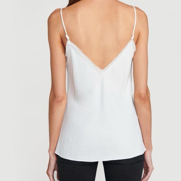 NWT FRAME satin lounge viscose v neck strap tank off white XS - Picture 2 of 3
